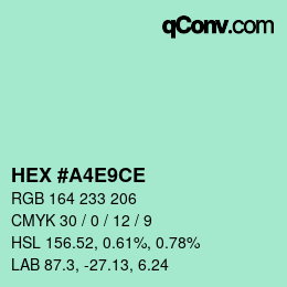カラーコード: HEX #A4E9CE | qconv.com