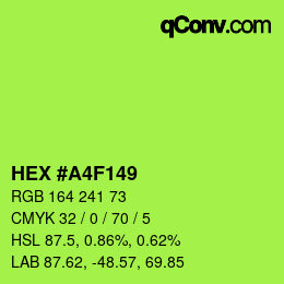 Color code: HEX #A4F149 | qconv.com