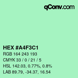 Color code: HEX #A4F3C1 | qconv.com