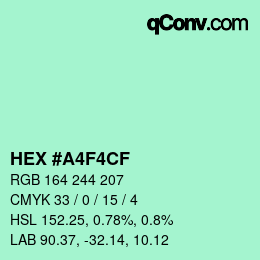 Color code: HEX #A4F4CF | qconv.com