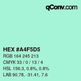 Color code: HEX #A4F5D5 | qconv.com