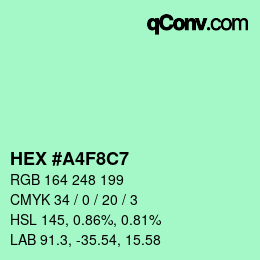 Color code: HEX #A4F8C7 | qconv.com