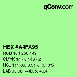 Color code: HEX #A4FA95 | qconv.com