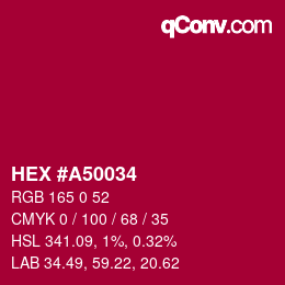 Color code: HEX #A50034 | qconv.com