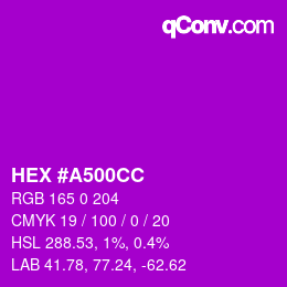 Color code: HEX #A500CC | qconv.com