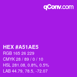 カラーコード: HEX #A51AE5 | qconv.com