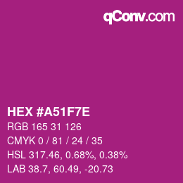 Color code: HEX #A51F7E | qconv.com