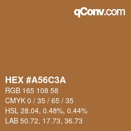 Color code: HEX #A56C3A | qconv.com