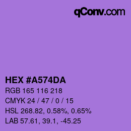Color code: HEX #A574DA | qconv.com