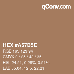 Color code: HEX #A57B5E | qconv.com