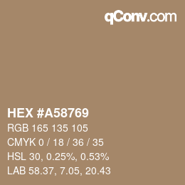 カラーコード: HEX #A58769 | qconv.com