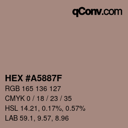 Color code: HEX #A5887F | qconv.com