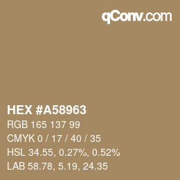 Farbcode: HEX #A58963 | qconv.com