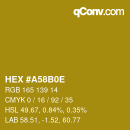 Color code: HEX #A58B0E | qconv.com