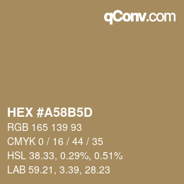 Color code: HEX #A58B5D | qconv.com