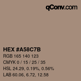 Color code: HEX #A58C7B | qconv.com