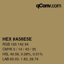 Color code: HEX #A58E5E | qconv.com