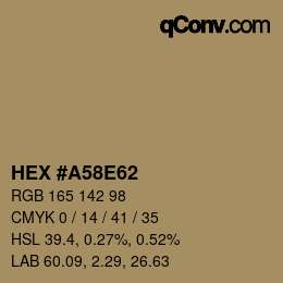 Color code: HEX #A58E62 | qconv.com