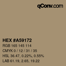 カラーコード: HEX #A59172 | qconv.com