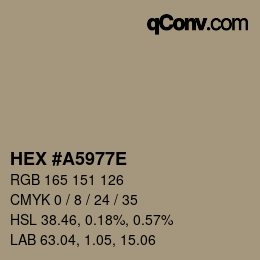 Farbcode: HEX #A5977E | qconv.com