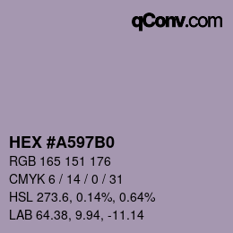 颜色代码: HEX #A597B0 | qconv.com