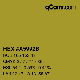 カラーコード: HEX #A5992B | qconv.com