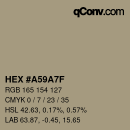 Color code: HEX #A59A7F | qconv.com