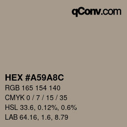 Color code: HEX #A59A8C | qconv.com