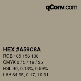 カラーコード: HEX #A59C8A | qconv.com