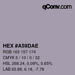 Color code: HEX #A59DAE | qconv.com