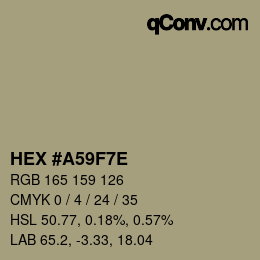 Color code: HEX #A59F7E | qconv.com