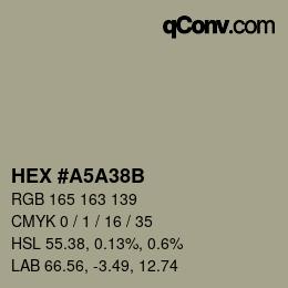 Color code: HEX #A5A38B | qconv.com