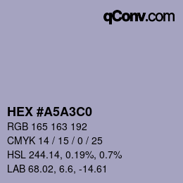 Color code: HEX #A5A3C0 | qconv.com