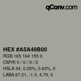 Color code: HEX #A5A49B00 | qconv.com