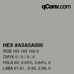 颜色代码: HEX #A5A5A000 | qconv.com