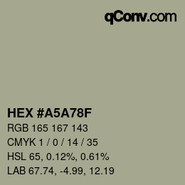Color code: HEX #A5A78F | qconv.com