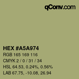 Farbcode: HEX #A5A974 | qconv.com