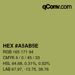 Color code: HEX #A5AB5E | qconv.com