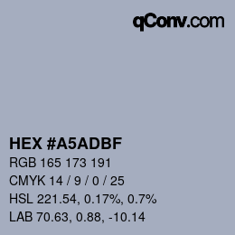 カラーコード: HEX #A5ADBF | qconv.com