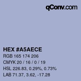 Color code: HEX #A5AECE | qconv.com