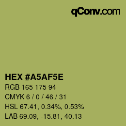 Color code: HEX #A5AF5E | qconv.com