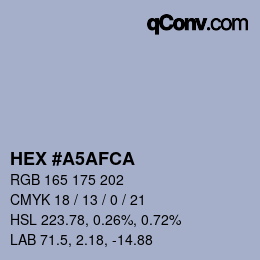 Color code: HEX #A5AFCA | qconv.com