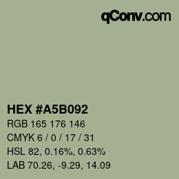 Farbcode: HEX #A5B092 | qconv.com