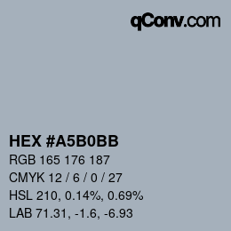 Color code: HEX #A5B0BB | qconv.com