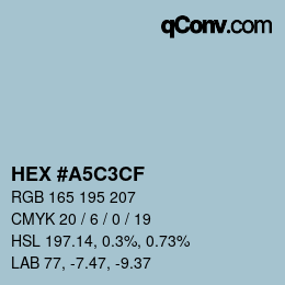 カラーコード: HEX #A5C3CF | qconv.com