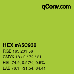 Code couleur: HEX #A5C938 | qconv.com