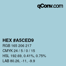 颜色代码: HEX #A5CED9 | qconv.com