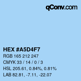 Farbcode: HEX #A5D4F7 | qconv.com