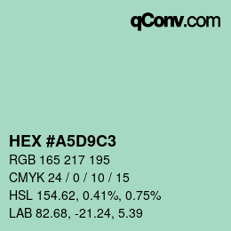 Color code: HEX #A5D9C3 | qconv.com