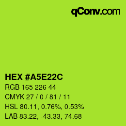 Color code: HEX #A5E22C | qconv.com